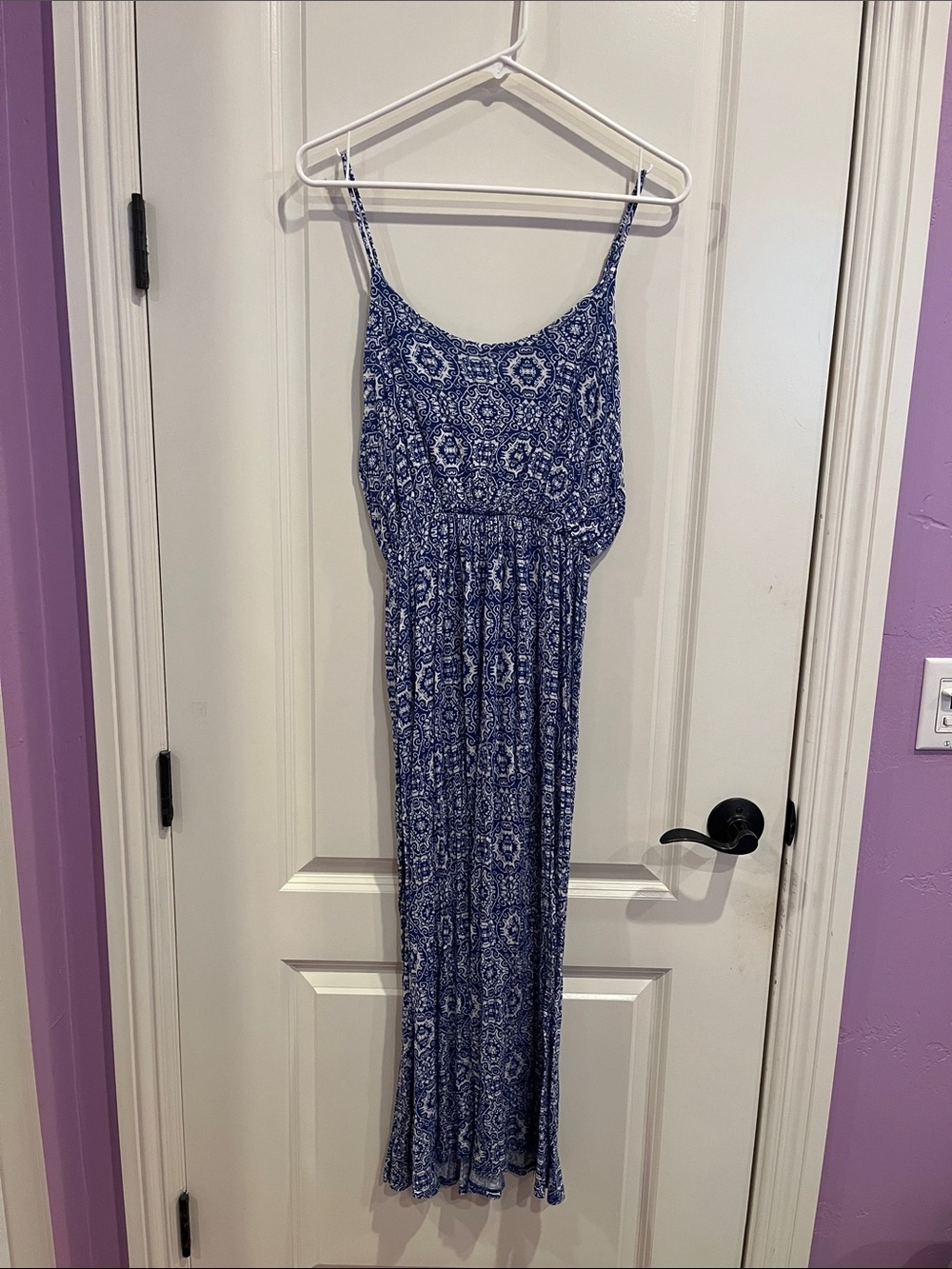 Lush Blue and White Printed Maxi Dress Size M